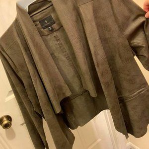 jacket, suede, green, open front